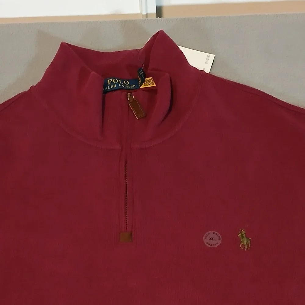 Polo Ralph Lauren Quarter Zip Red Yellow Pony Sweater‎ Men's Size XXL New